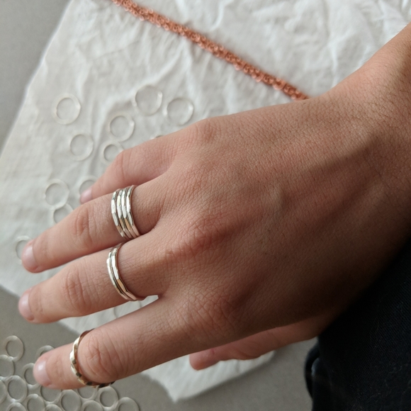 3 Dainty Handmade Sterling Silver Stackable Rings - Picture 6 of 8